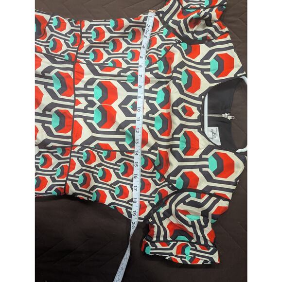 Original Milly of New York short sleeve silk dress w/geometric mod color print - Picture 8 of 12
